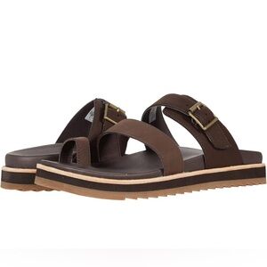 NEW Merrell Women's Juno Leather Buckle Slide Sandal in Espresso. US 7/EUR 37.